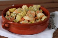 Artichokes with Shrimps and Marjoram, healthy mediterranean recipes, vegetables, seafood