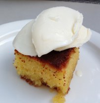 Ravani Cake with Saffron Ice Cream