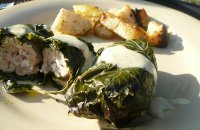 Chicken with Vine Leaves and Goat Cheese